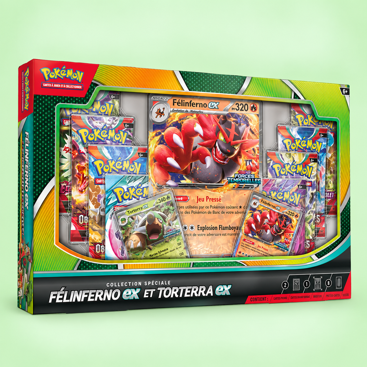 Pokémon – Collection Spéciale Félinferno-ex & Torterra-ex – 8 Boosters - Français